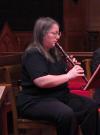 Susan Richter playing the alto recorder