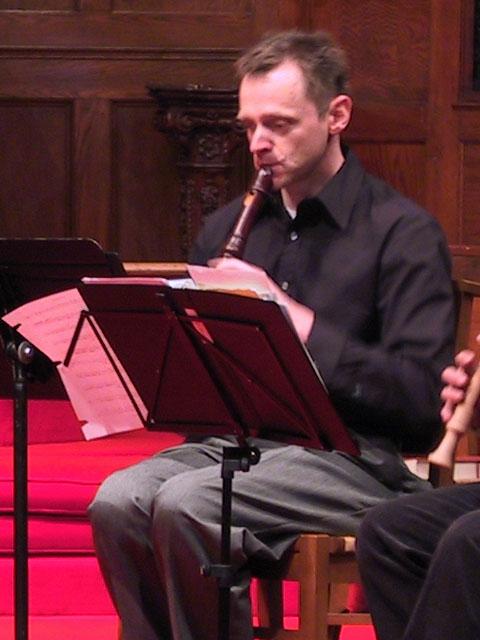 Cornell Kinderknecht playing the alto recorder [The Wireless Consort Recorder Quartet concert at Christ Episcopal Church - Dallas, TX, March 28, 2004]