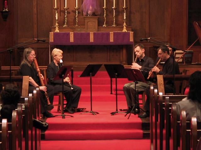 Susan Richter, Sara Funkhouser, Cornell Kinderknecht, Lee Lattimore [The Wireless Consort Recorder Quartet concert at Christ Episcopal Church - Dallas, TX, March 28, 2004]